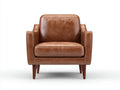 Poltrona - Similpelle-legno - 84 x 87 x 91 cm - Marrone cuoio - Stile moderno geometrico