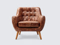 Poltrona - Similpelle-legno - 88 x 86 x 89 cm - Marrone cognac - Stile vintage capitonné