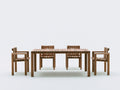Set da pranzo da esterno - Legno massello - 180x90x75 cm - Marrone naturale - Stile contemporaneo