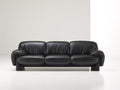 Divano lineare - Similpelle-legno - 221 x 93 x 85 cm - Nero - Stile moderno rétro