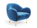 Poltrona - Velluto-metallo - 94 x 86 x 89 cm - Blu zaffiro - Stile moderno scultoreo