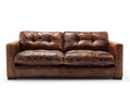 Divano lineare - Similpelle-legno - 193 x 94 x 86 cm - Marrone scuro - Stile vintage imbottito