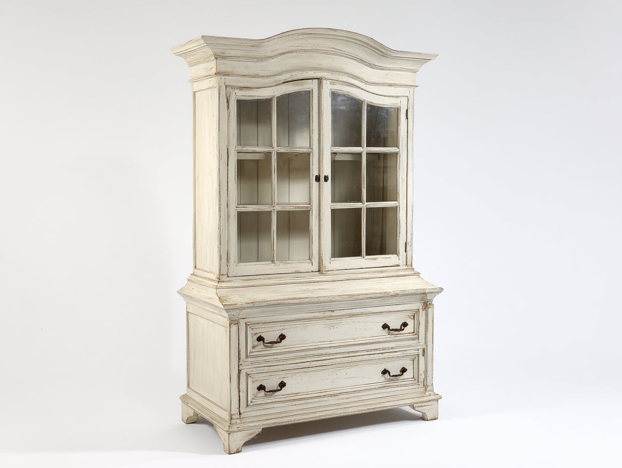 Librerie - Legno-MDF-Vetro - 126x52x214 cm - Bianco crema - Stile classico francese