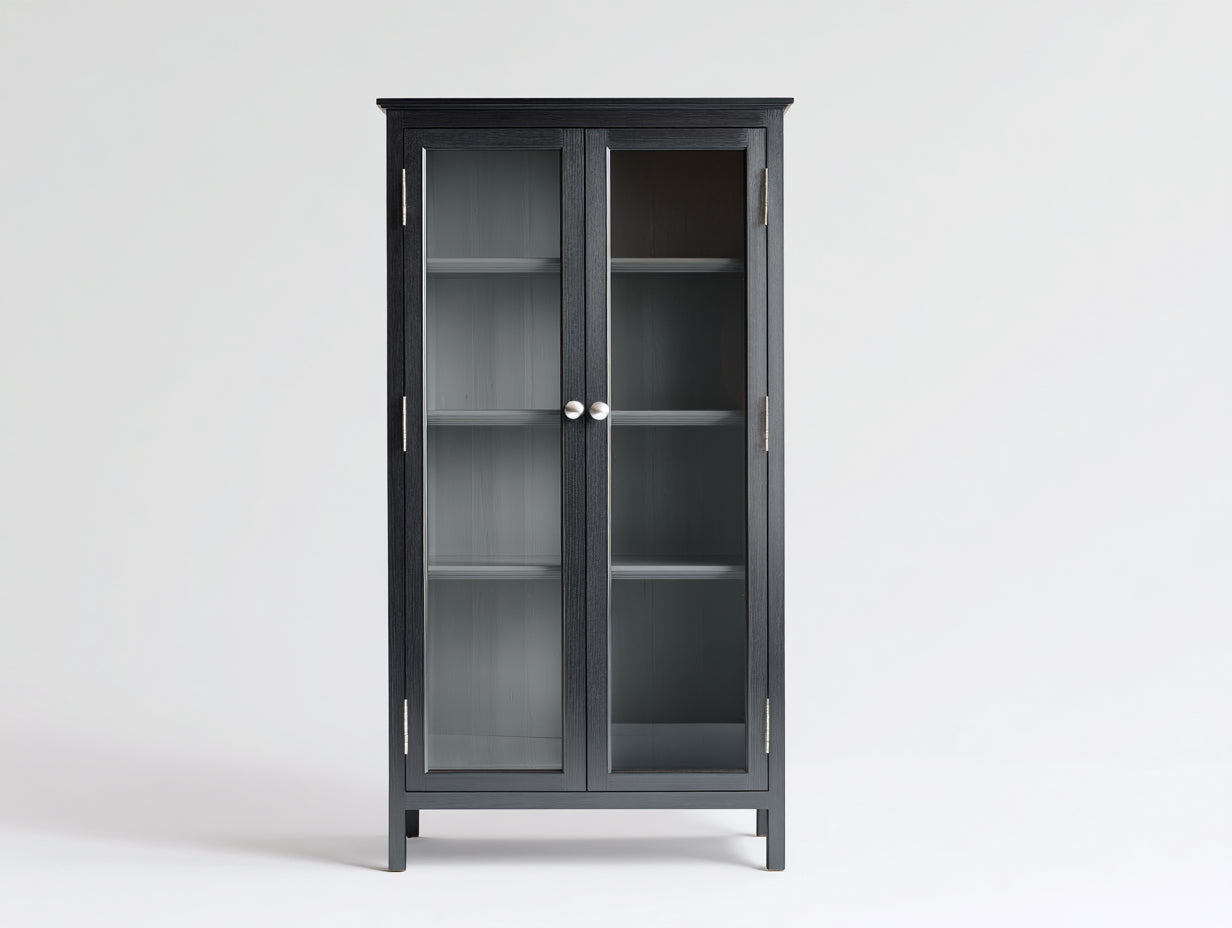 Librerie - Legno-MDF-Vetro-Metallo - 94x39x186 cm - Grigio antracite - Stile moderno essenziale