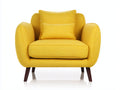 Poltrona - Tessuto-legno - 90 x 86 x 87 cm - Giallo dorato - Stile contemporaneo arrotondato
