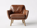 Poltrona - Similpelle-legno - 82 x 81 x 84 cm - Marrone ramato - Stile scandinavo curvo