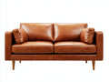 Divano lineare - Similpelle-legno - 191 x 88 x 85 cm - Marrone ambrato - Stile moderno essenziale