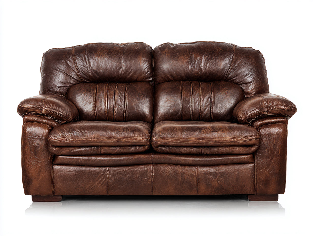 Divano lineare - Similpelle-legno - 181 x 99 x 101 cm - Marrone scuro - Stile tradizionale avvolgente