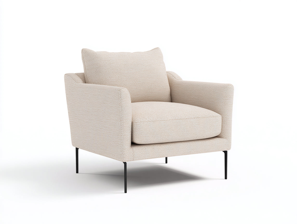 Poltrona - Tessuto-metallo - 88 x 84 x 86 cm - Beige chiaro - Stile moderno minimalista