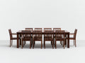 Set da pranzo da esterno - Legno massello - 240x100x75 cm - Marrone scuro - Stile classico