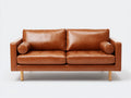 Divano lineare - Similpelle-legno - 190 x 88 x 84 cm - Marrone cuoio - Stile moderno nordico
