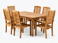 Set da pranzo da esterno - Legno massello - 160x90x75 cm - Marrone miele - Stile classico