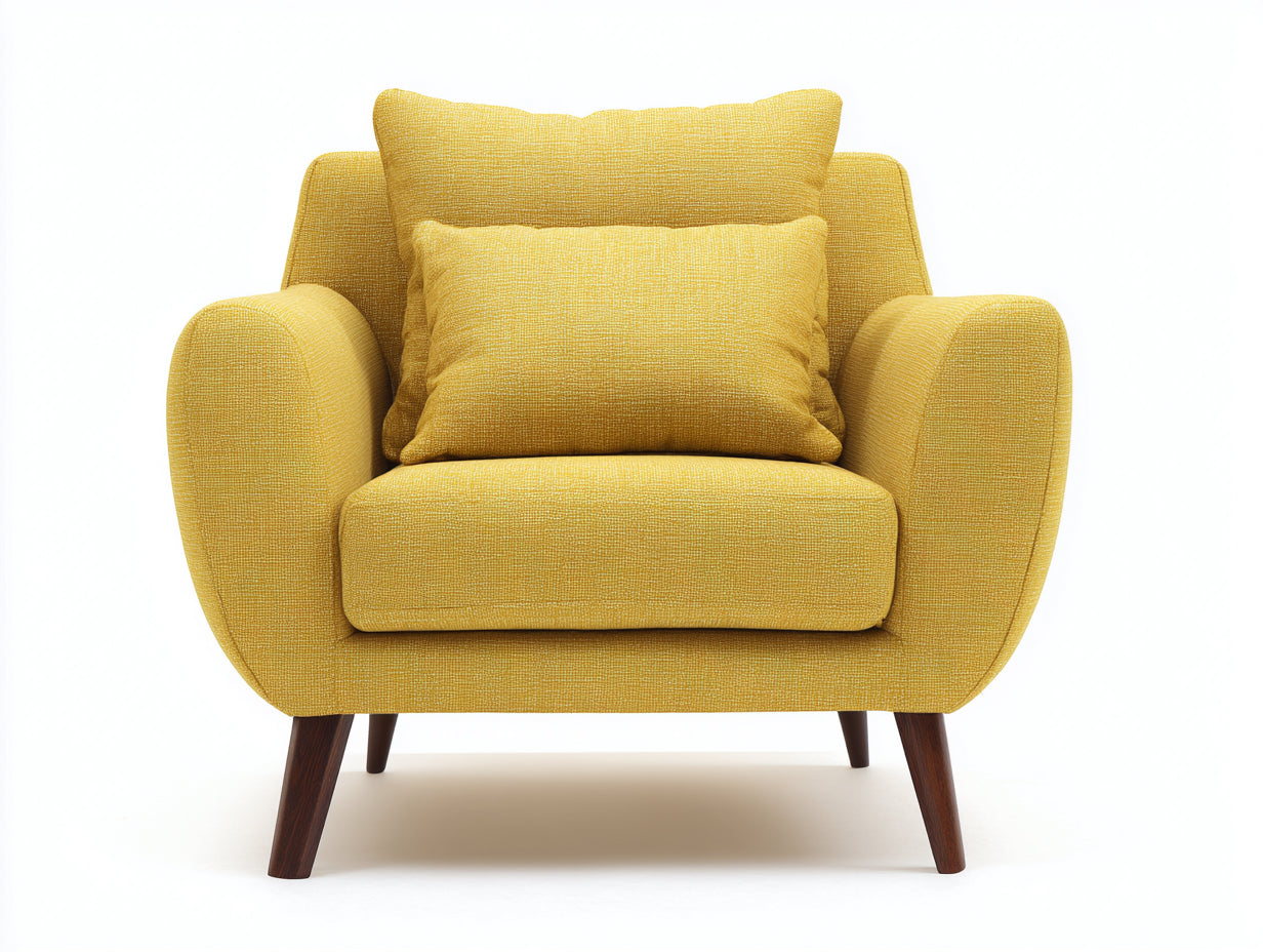 Poltrona - Tessuto-legno - 92 x 88 x 89 cm - Giallo senape - Stile moderno rétro