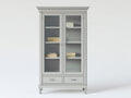 Librerie - Legno-MDF-Vetro-Metallo - 98x45x198 cm - Grigio chiaro - Stile classico contemporaneo
