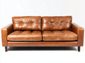 Divano lineare - Similpelle-legno - 218 x 94 x 86 cm - Marrone ambrato - Stile moderno rétro