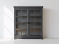 Librerie - Legno-MDF-Vetro-Metallo - 146x47x190 cm - Grigio antracite - Stile classico contemporaneo