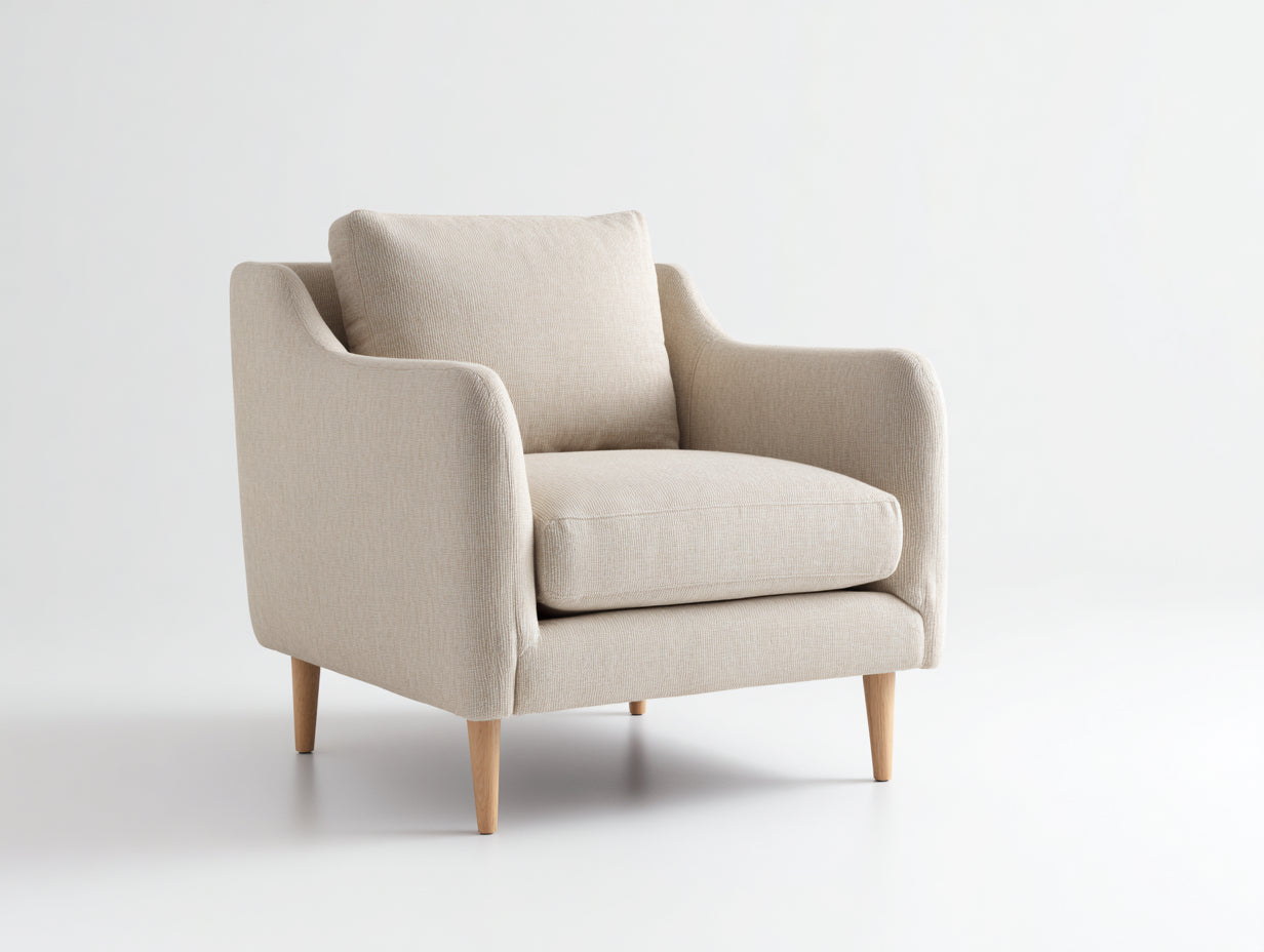 Poltrona - Tessuto-legno - 86 x 88 x 89 cm - Beige crema - Stile nordico contemporaneo