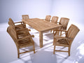Set da pranzo da esterno - Legno massello - 220x100x75 cm - Marrone chiaro - Stile classico