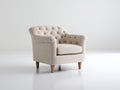 Poltrona - Tessuto-legno - 88 x 85 x 84 cm - Beige crema - Stile classico capitonné