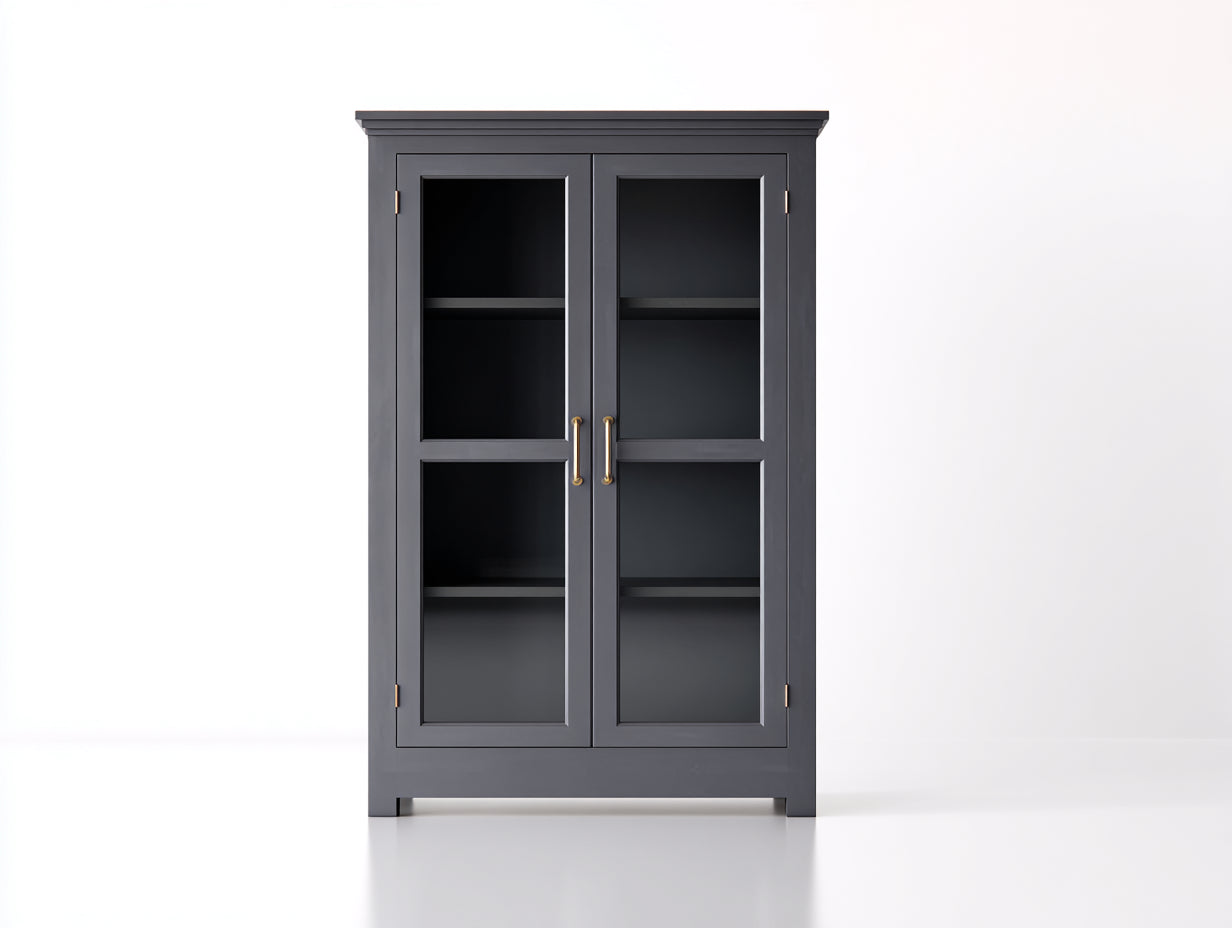 Librerie - Legno-MDF-Vetro-Metallo - 100x44x180 cm - Grigio antracite - Stile classico moderno