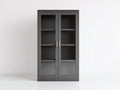 Librerie - Legno-MDF-Vetro-Metallo - 98x42x182 cm - Marrone scuro - Stile moderno essenziale