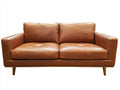 Divano lineare - Similpelle-legno - 189 x 87 x 84 cm - Marrone caramello - Stile moderno minimalista